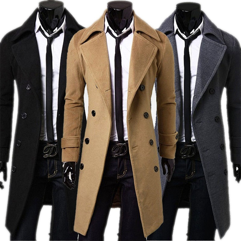 Fashion Brand Autumn Jacket Long Trench Coat Men Top Quality Slim Black Male Overcoat Mens Khaki Coat Trenchcoat Windbreaker