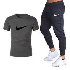 Men's Sets T Shirts+pants Two Pieces Sets Casual Tracksuit Men/Women New Fashion printing suits sportwear Gyms Fitness trousers