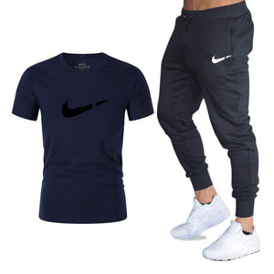 Men's Sets T Shirts+pants Two Pieces Sets Casual Tracksuit Men/Women New Fashion printing suits sportwear Gyms Fitness trousers