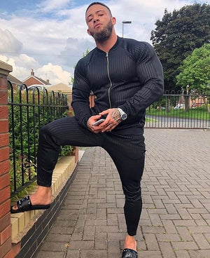 2019 Men's sportswear suit sweatshirt tracksuit muscle Fitness casual active Zipper outwear training clothes men sets