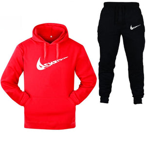 New 2019 Brand Tracksuit Fashion Men Sportswear Two Piece Sets All Cotton Fleece Thick hoodie+Pants Sporting Suit Male