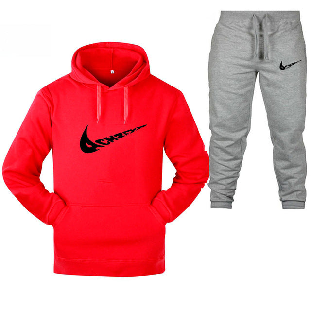 New 2019 Brand Tracksuit Fashion Men Sportswear Two Piece Sets All Cotton Fleece Thick hoodie+Pants Sporting Suit Male