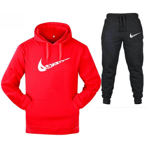 New 2019 Brand Tracksuit Fashion Men Sportswear Two Piece Sets All Cotton Fleece Thick hoodie+Pants Sporting Suit Male