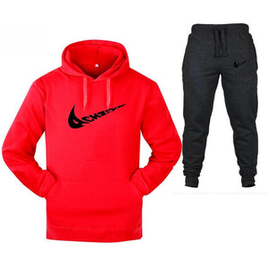 New 2019 Brand Tracksuit Fashion Men Sportswear Two Piece Sets All Cotton Fleece Thick hoodie+Pants Sporting Suit Male