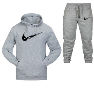 New 2019 Brand Tracksuit Fashion Men Sportswear Two Piece Sets All Cotton Fleece Thick hoodie+Pants Sporting Suit Male