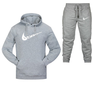 New 2019 Brand Tracksuit Fashion Men Sportswear Two Piece Sets All Cotton Fleece Thick hoodie+Pants Sporting Suit Male