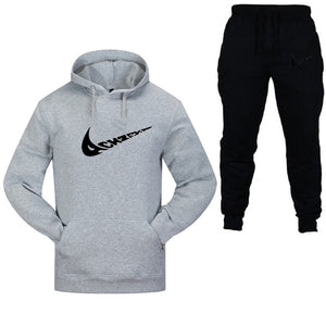 New 2019 Brand Tracksuit Fashion Men Sportswear Two Piece Sets All Cotton Fleece Thick hoodie+Pants Sporting Suit Male