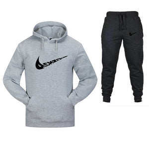 New 2019 Brand Tracksuit Fashion Men Sportswear Two Piece Sets All Cotton Fleece Thick hoodie+Pants Sporting Suit Male