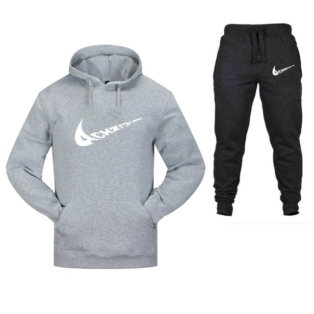 New 2019 Brand Tracksuit Fashion Men Sportswear Two Piece Sets All Cotton Fleece Thick hoodie+Pants Sporting Suit Male