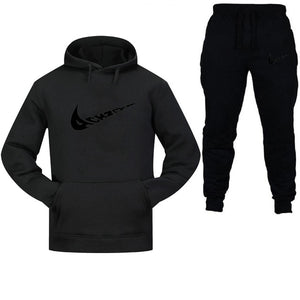 New 2019 Brand Tracksuit Fashion Men Sportswear Two Piece Sets All Cotton Fleece Thick hoodie+Pants Sporting Suit Male