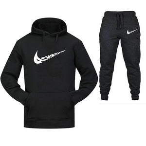 New 2019 Brand Tracksuit Fashion Men Sportswear Two Piece Sets All Cotton Fleece Thick hoodie+Pants Sporting Suit Male