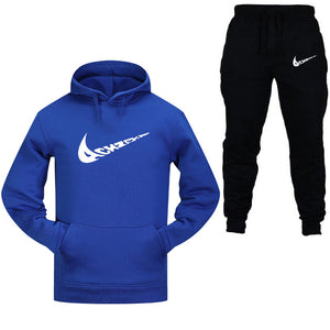 New 2019 Brand Tracksuit Fashion Men Sportswear Two Piece Sets All Cotton Fleece Thick hoodie+Pants Sporting Suit Male