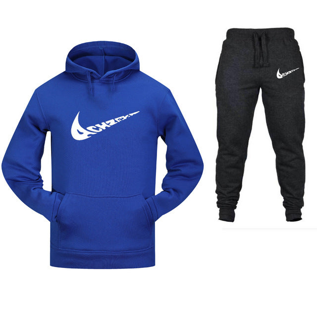 New 2019 Brand Tracksuit Fashion Men Sportswear Two Piece Sets All Cotton Fleece Thick hoodie+Pants Sporting Suit Male