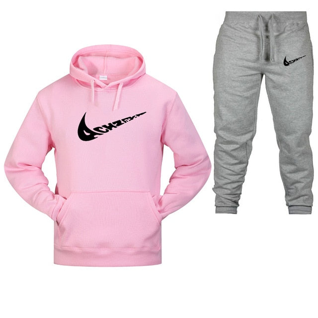 New 2019 Brand Tracksuit Fashion Men Sportswear Two Piece Sets All Cotton Fleece Thick hoodie+Pants Sporting Suit Male