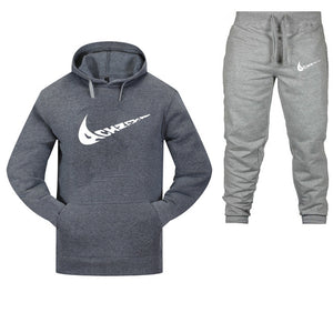 New 2019 Brand Tracksuit Fashion Men Sportswear Two Piece Sets All Cotton Fleece Thick hoodie+Pants Sporting Suit Male