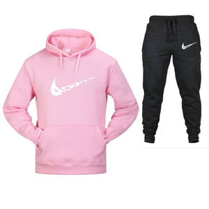 New 2019 Brand Tracksuit Fashion Men Sportswear Two Piece Sets All Cotton Fleece Thick hoodie+Pants Sporting Suit Male