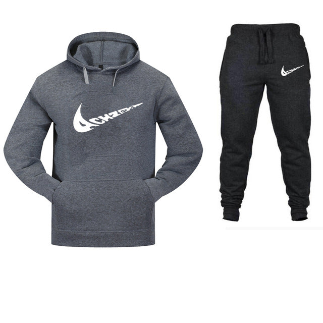 New 2019 Brand Tracksuit Fashion Men Sportswear Two Piece Sets All Cotton Fleece Thick hoodie+Pants Sporting Suit Male