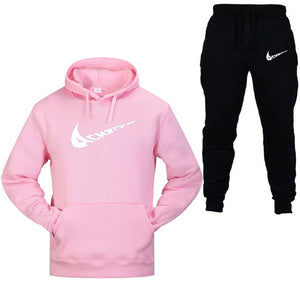 New 2019 Brand Tracksuit Fashion Men Sportswear Two Piece Sets All Cotton Fleece Thick hoodie+Pants Sporting Suit Male