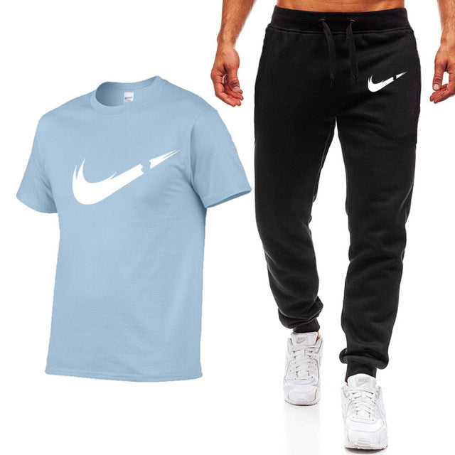 2019 Summer New Men's T-shirt Casual Suits Men's Clothing Man Sets Tops+Pants Male sweatshirt Men Brand T Shirt Set