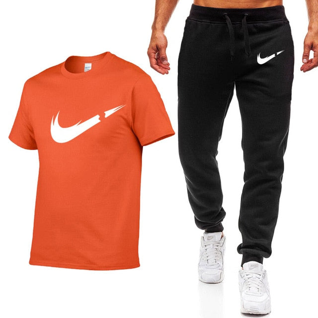 2019 Summer New Men's T-shirt Casual Suits Men's Clothing Man Sets Tops+Pants Male sweatshirt Men Brand T Shirt Set