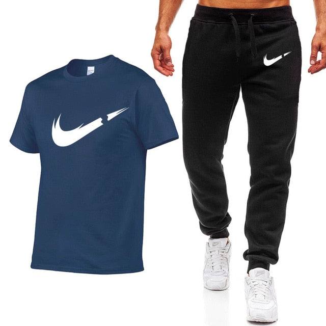 2019 Summer New Men's T-shirt Casual Suits Men's Clothing Man Sets Tops+Pants Male sweatshirt Men Brand T Shirt Set