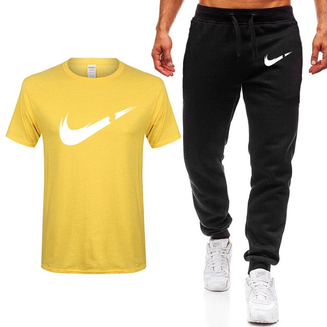 2019 Summer New Men's T-shirt Casual Suits Men's Clothing Man Sets Tops+Pants Male sweatshirt Men Brand T Shirt Set