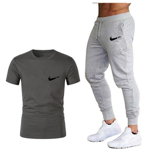 Men's Sets T Shirts+pants Two Pieces Sets Casual Tracksuit Men/Women New Fashion printing suits sportwear Gyms Fitness trousers