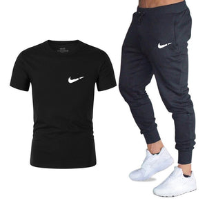 Men's Sets T Shirts+pants Two Pieces Sets Casual Tracksuit Men/Women New Fashion printing suits sportwear Gyms Fitness trousers