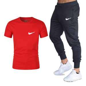 Men's Sets T Shirts+pants Two Pieces Sets Casual Tracksuit Men/Women New Fashion printing suits sportwear Gyms Fitness trousers