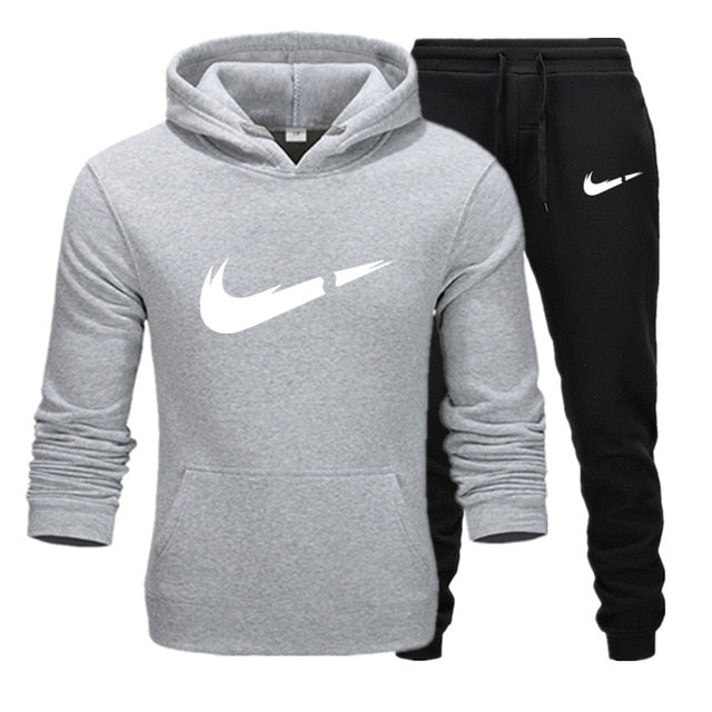 Free Shipping New 2019 Brand Tracksuit Fashion Hoodies Men Sportswear Two Piece Sets Fleece Thick hoody+Pants Sporting Suit Male