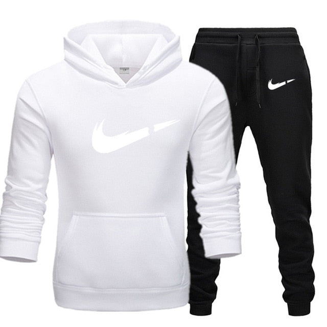 Free Shipping New 2019 Brand Tracksuit Fashion Hoodies Men Sportswear Two Piece Sets Fleece Thick hoody+Pants Sporting Suit Male