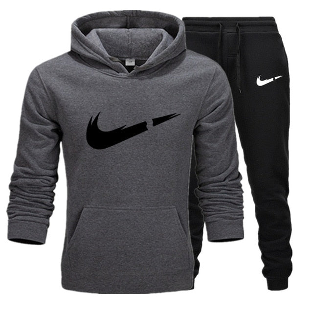 Free Shipping New 2019 Brand Tracksuit Fashion Hoodies Men Sportswear Two Piece Sets Fleece Thick hoody+Pants Sporting Suit Male