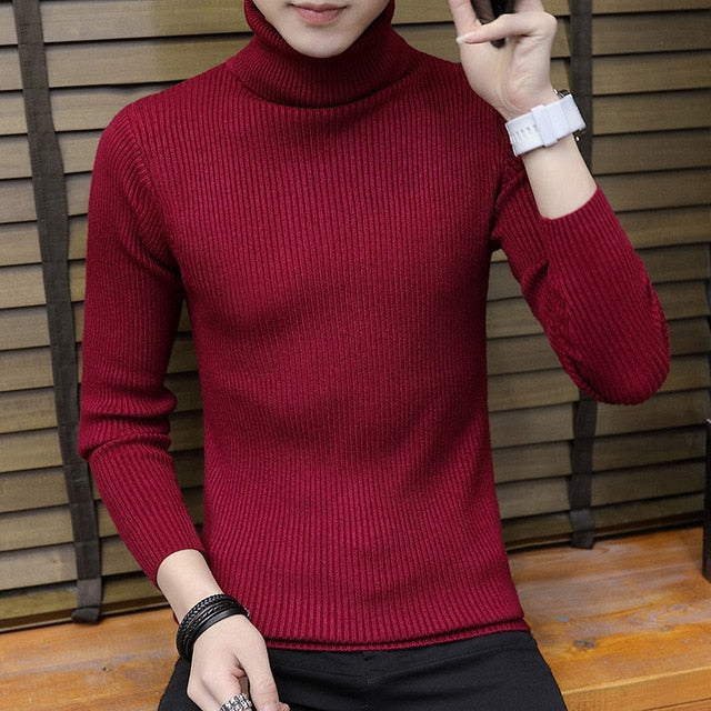 Streetwear Turtleneck Men Sweaters Autumn Winter Warm Turtle Neck Vintage Braided Knitted Slim Fit Pullover Mens Top Jumpers 3XL