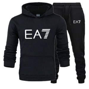 New fashion brand sweatshirt Tracksuit EA7 prints thermal Men Sports Sets  Thick hoodie+Pants Sporting jogger suits men Sets S