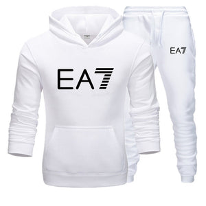 New fashion brand sweatshirt Tracksuit EA7 prints thermal Men Sports Sets  Thick hoodie+Pants Sporting jogger suits men Sets S