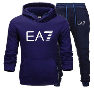 New fashion brand sweatshirt Tracksuit EA7 prints thermal Men Sports Sets  Thick hoodie+Pants Sporting jogger suits men Sets S