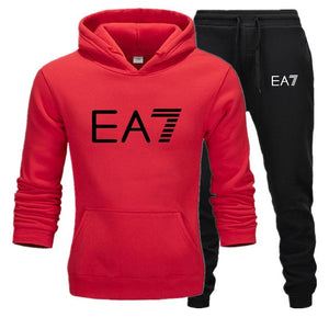 New fashion brand sweatshirt Tracksuit EA7 prints thermal Men Sports Sets  Thick hoodie+Pants Sporting jogger suits men Sets S