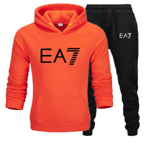 New fashion brand sweatshirt Tracksuit EA7 prints thermal Men Sports Sets  Thick hoodie+Pants Sporting jogger suits men Sets S