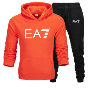 New fashion brand sweatshirt Tracksuit EA7 prints thermal Men Sports Sets  Thick hoodie+Pants Sporting jogger suits men Sets S