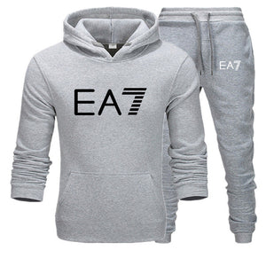 New fashion brand sweatshirt Tracksuit EA7 prints thermal Men Sports Sets  Thick hoodie+Pants Sporting jogger suits men Sets S