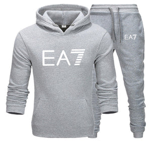 New fashion brand sweatshirt Tracksuit EA7 prints thermal Men Sports Sets  Thick hoodie+Pants Sporting jogger suits men Sets S