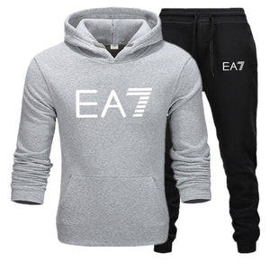 New fashion brand sweatshirt Tracksuit EA7 prints thermal Men Sports Sets  Thick hoodie+Pants Sporting jogger suits men Sets S