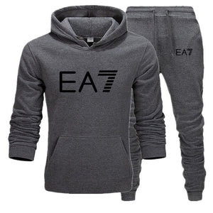 New fashion brand sweatshirt Tracksuit EA7 prints thermal Men Sports Sets  Thick hoodie+Pants Sporting jogger suits men Sets S