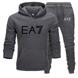 New fashion brand sweatshirt Tracksuit EA7 prints thermal Men Sports Sets  Thick hoodie+Pants Sporting jogger suits men Sets S