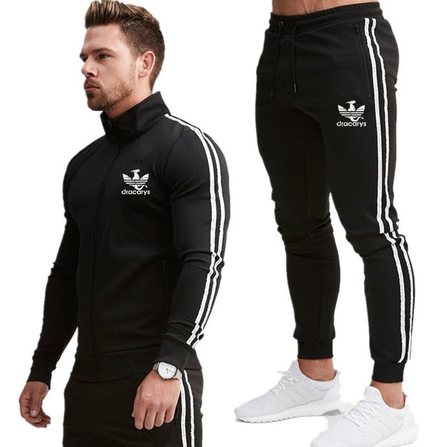 2019 New fashion Print Men Sport Set Spring Tracksuit long Sleeve Hoodie Sweatshirt GYM Fitness Pants Workout Running Suit