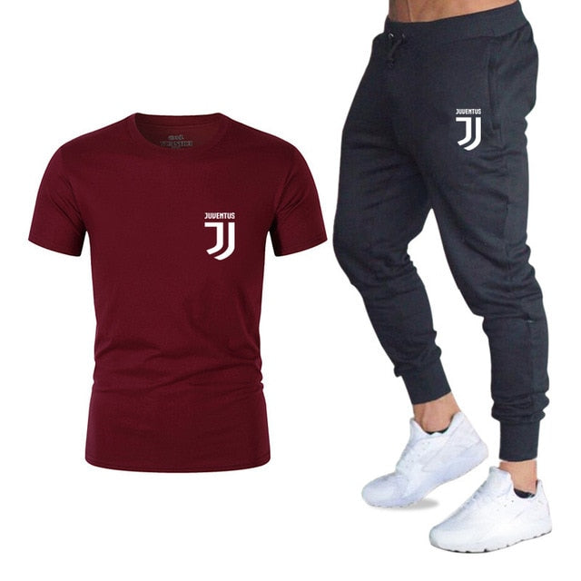 Men Fashion Two Pieces Sets T Shirts+pants Suit Men Summer Tops Tees Fashion Brand Print Tshirt High Quality Sportswears 2 Sets